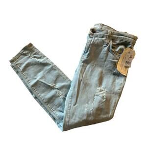 Current Elliott The Stiletto Cropped Skinny Chalky Indigo Shredded Jeans NEW